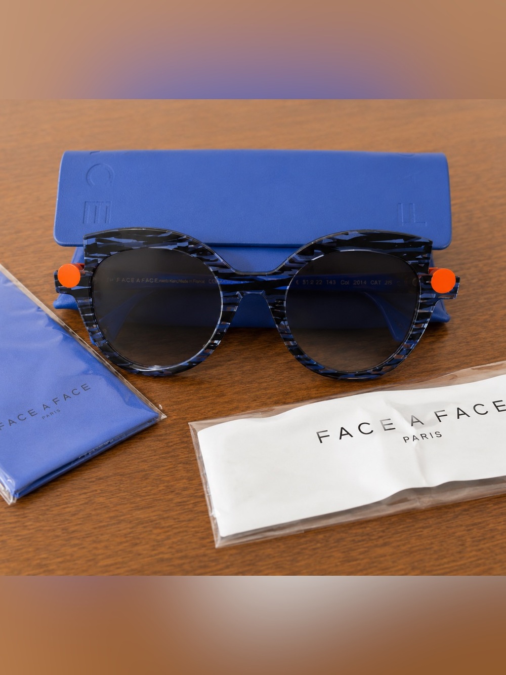 NWT! Face à Face SOTSAS 1 Sunglasses – Blue/Orange with Case – Made in France